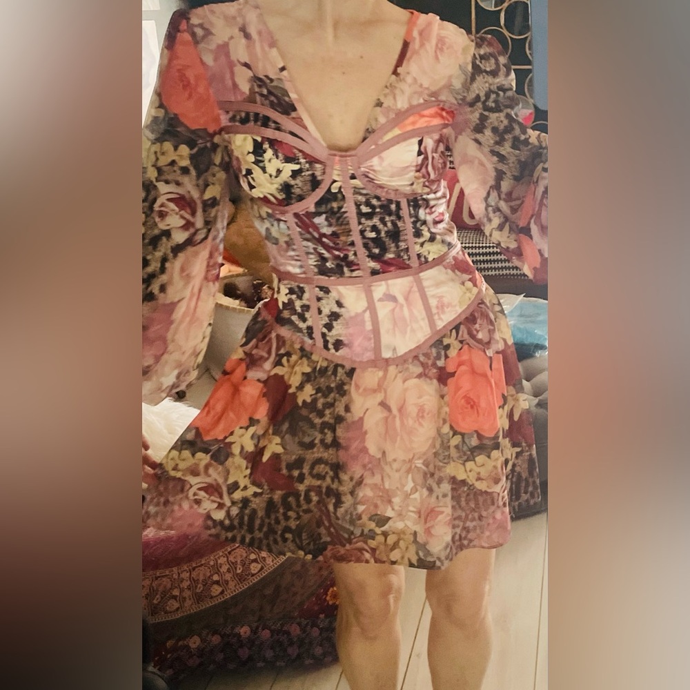 MISSGUIDED FLORAL LEOPARD CORSET DRESS!
